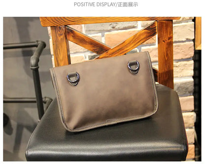 Fashion Plaid Men Crossbody Bags Vintage Leather Messenger Bag For Male Black Single Man Shoulder Bag Sling Backpack