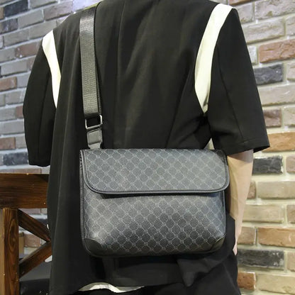 Fashion Plaid Men Crossbody Bags Vintage Leather Messenger Bag For Male Black Single Man Shoulder Bag Sling Backpack