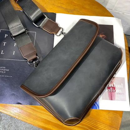 Fashion Plaid Men Crossbody Bags Vintage Leather Messenger Bag For Male Black Single Man Shoulder Bag Sling Backpack