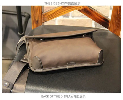 Fashion Plaid Men Crossbody Bags Vintage Leather Messenger Bag For Male Black Single Man Shoulder Bag Sling Backpack