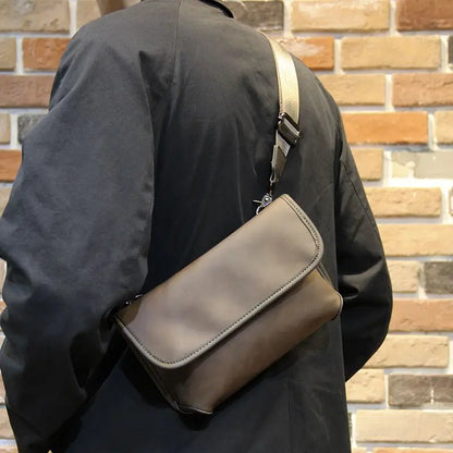 Fashion Plaid Men Crossbody Bags Vintage Leather Messenger Bag For Male Black Single Man Shoulder Bag Sling Backpack