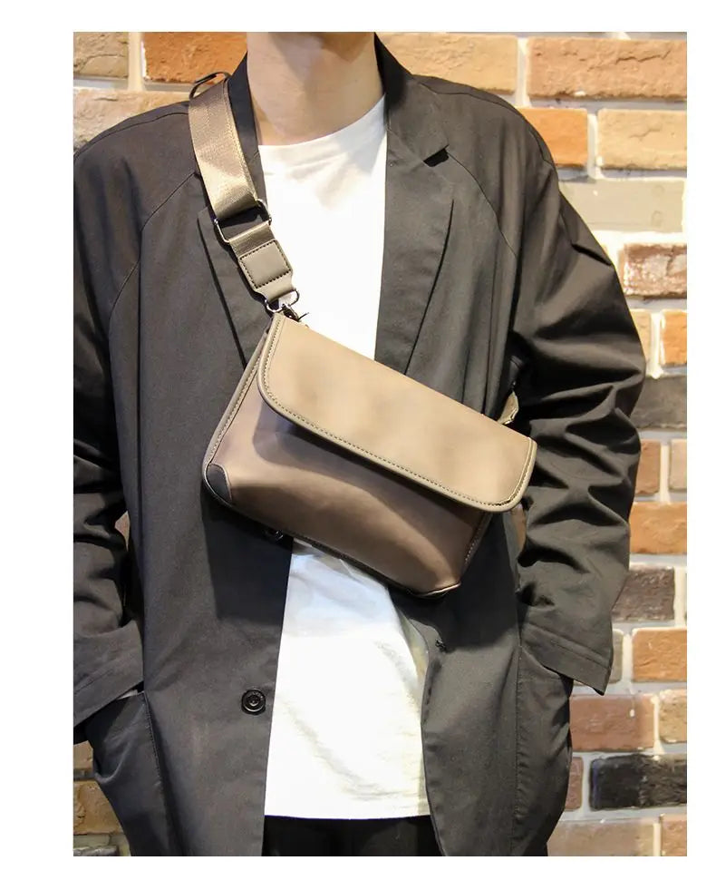 Fashion Plaid Men Crossbody Bags Vintage Leather Messenger Bag For Male Black Single Man Shoulder Bag Sling Backpack